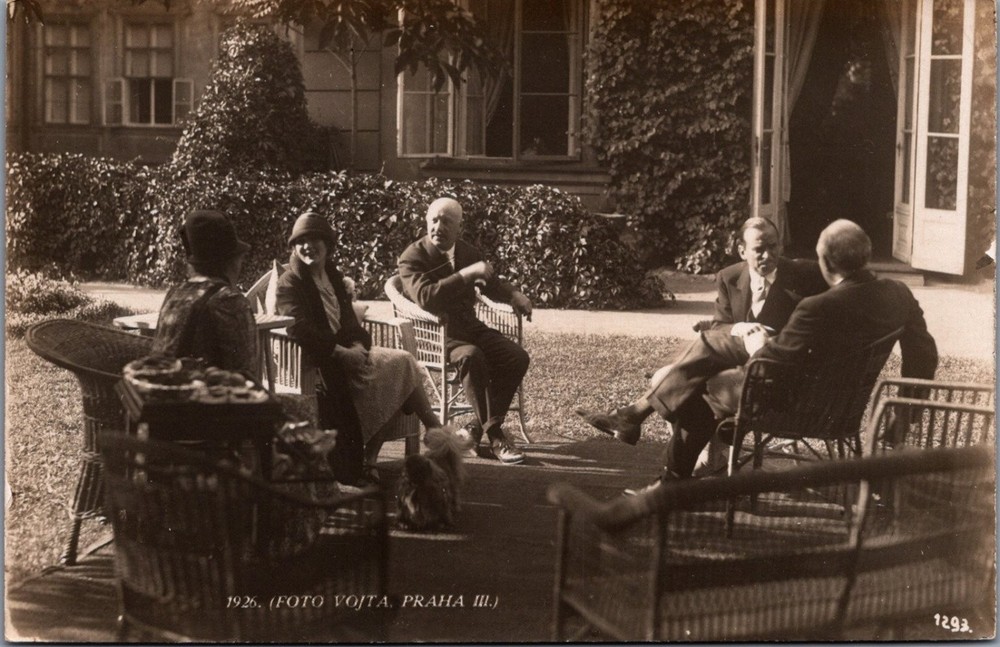 1926 RPPC Mary Pickford Douglas Fairbanks American Embassy Prague