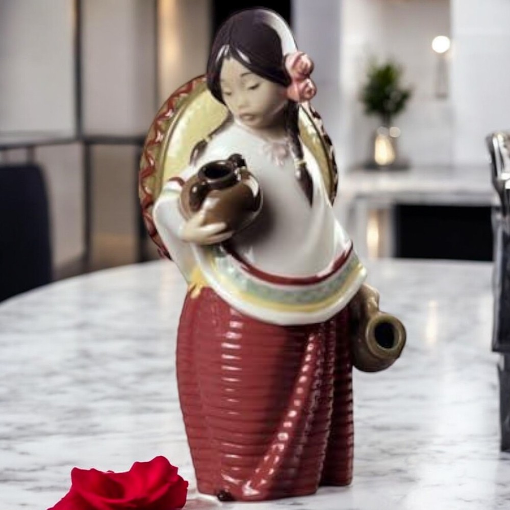 Lladro Retired Pepita With Hat Mexican Porcelain Figurine 01008736