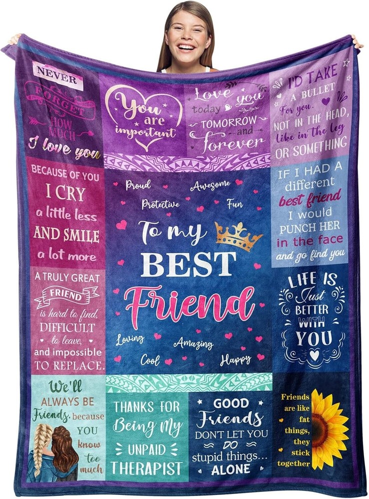 Soft Flannel Fleece Bestie Birthday Blanket - Stylish 60