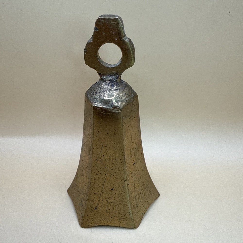 Vintage Etched Solid Brass Bell (4” Tall) Made in India