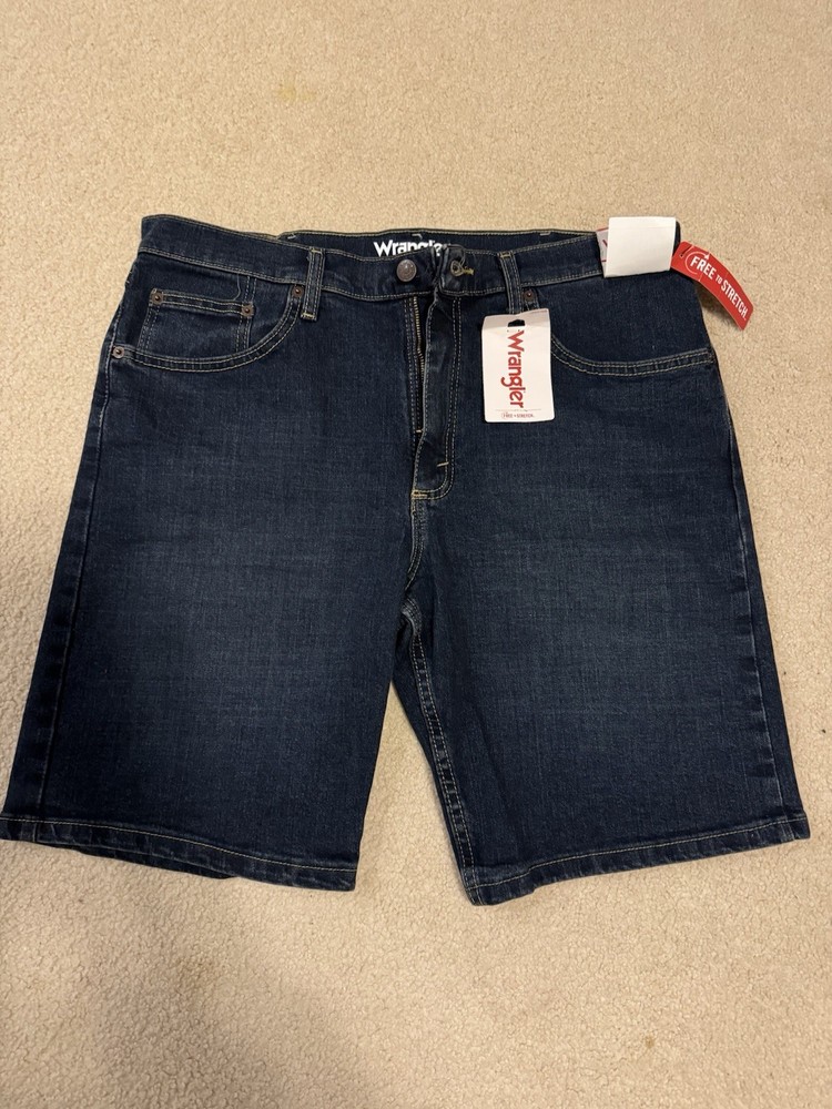 Wrangler Dark Wash Blue Mens 32 Denim Jean Shorts Jorts