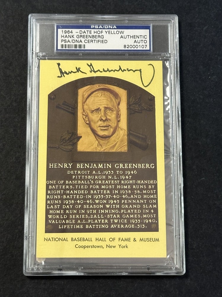 Hank Greenberg HOF Tigers Signed Yellow Hall Of Fame Scorecard PSA/DNA AUTOPROBSTEIN is actively accepting consignments !!