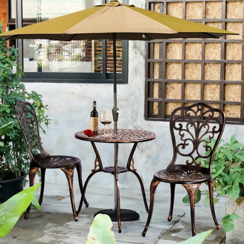3PCS Outdoor Patio Furniture Set with 2 Chairs and Coffee Table for Garden Bistro