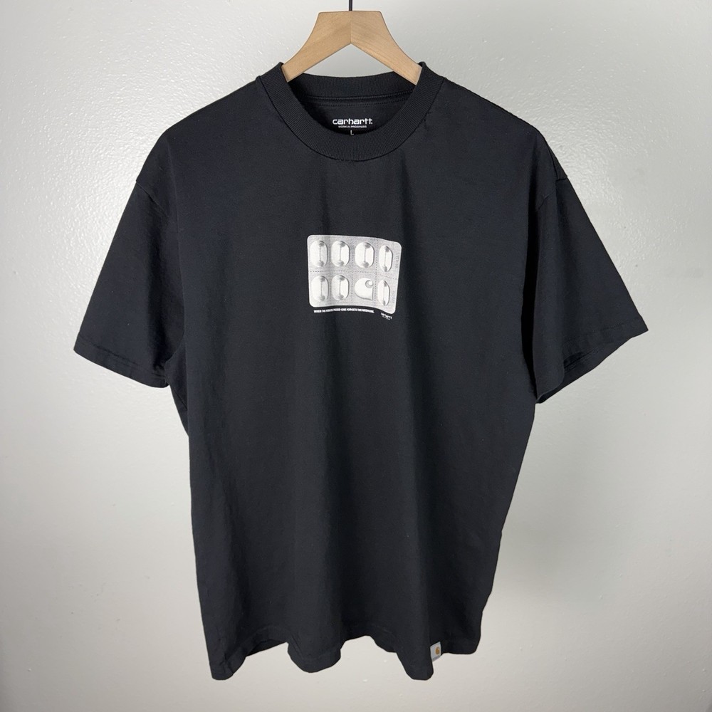 Carhartt WIP Pills Medicine Work In Progress Graphic T Shirt Black Size Large