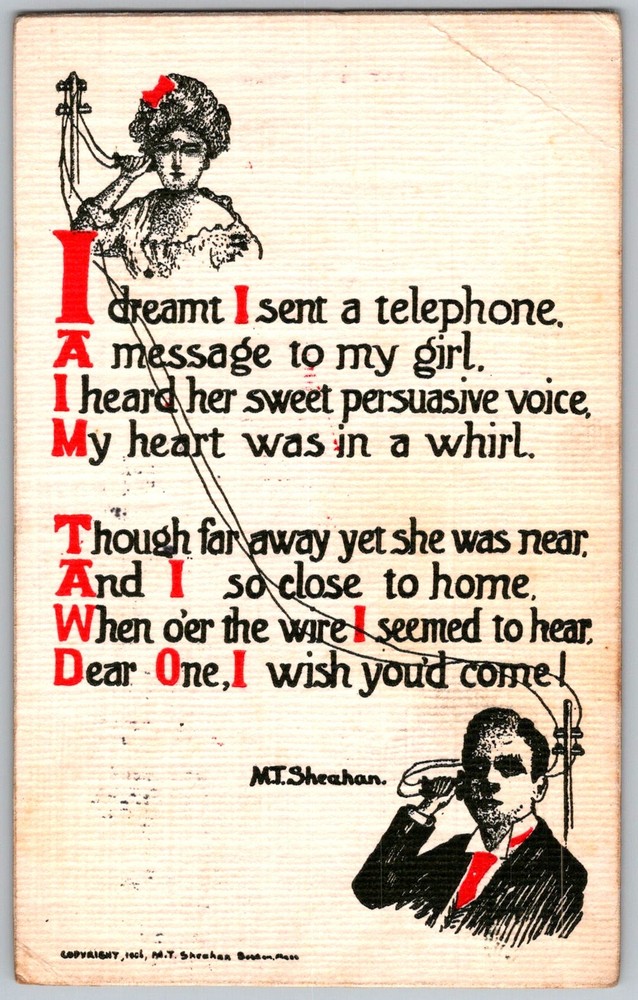 Antique Postcard Acrostic Telephone Poem Minneapolis, MN 1900s