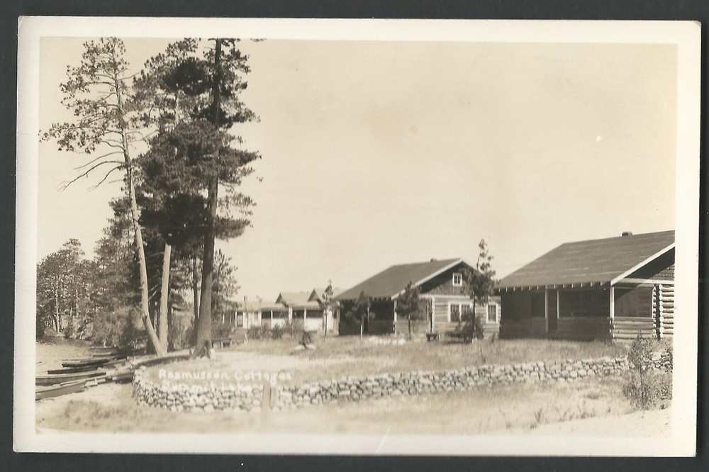 SUMMIT LAKE WISCONSIN Rasmussen Cottages RPPC Real Photo Postcard