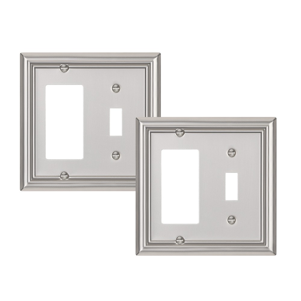 DEWENWILS Combo Toggle/Decorator Wall plates, Double Outlet Cover Brushed Nickel