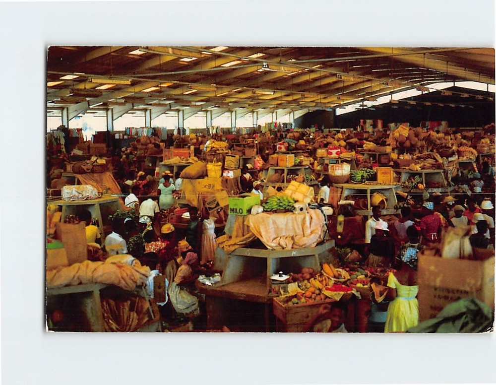 Postcard Market Scene Jamaica