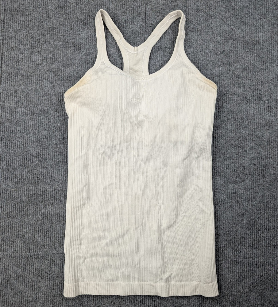 Lululemon Ebb To Street Tank Womens 4 White Shelf Bra Racerback Athletic Workout