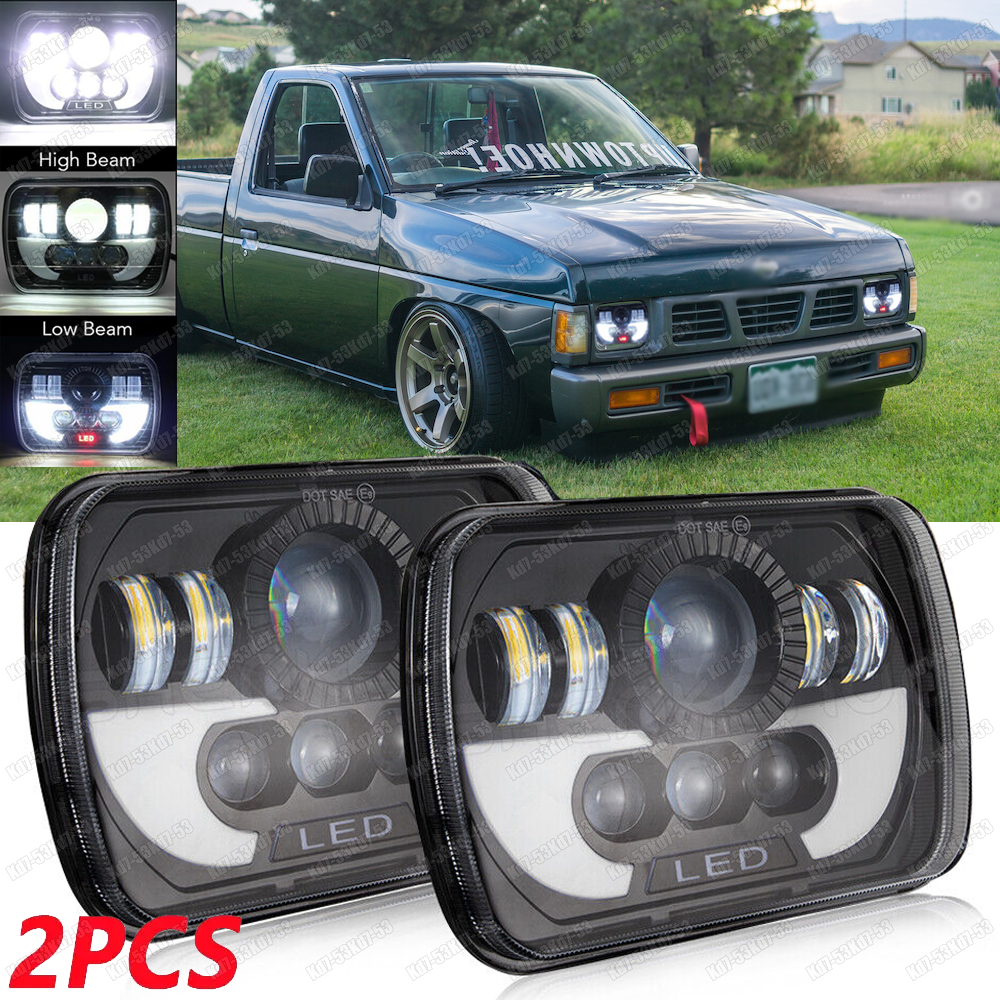 Nissan Hardbody D21 Pickup 5x7 7x6 LED Headlights Hi Lo Beam DRL Pair