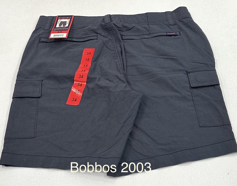 Wearfirst Men's Classic Fit Stretch Fabric Cargo Shorts, Blue, Size 34
