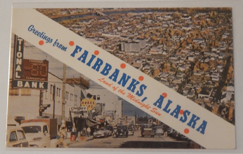 Greetings from Fairbanks Alaska postcard unused