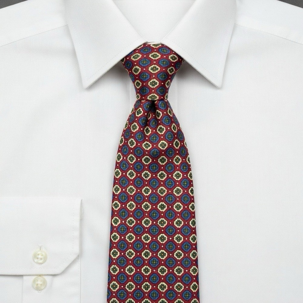 Polo Ralph Lauren Silk Tie Vintage - Geometric Clover Pattern, Made in USA, 4” W