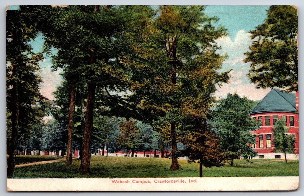 Crawfordsville Indiana~General View @ Wabash College Campus~PM 1908~Vtg Postcard