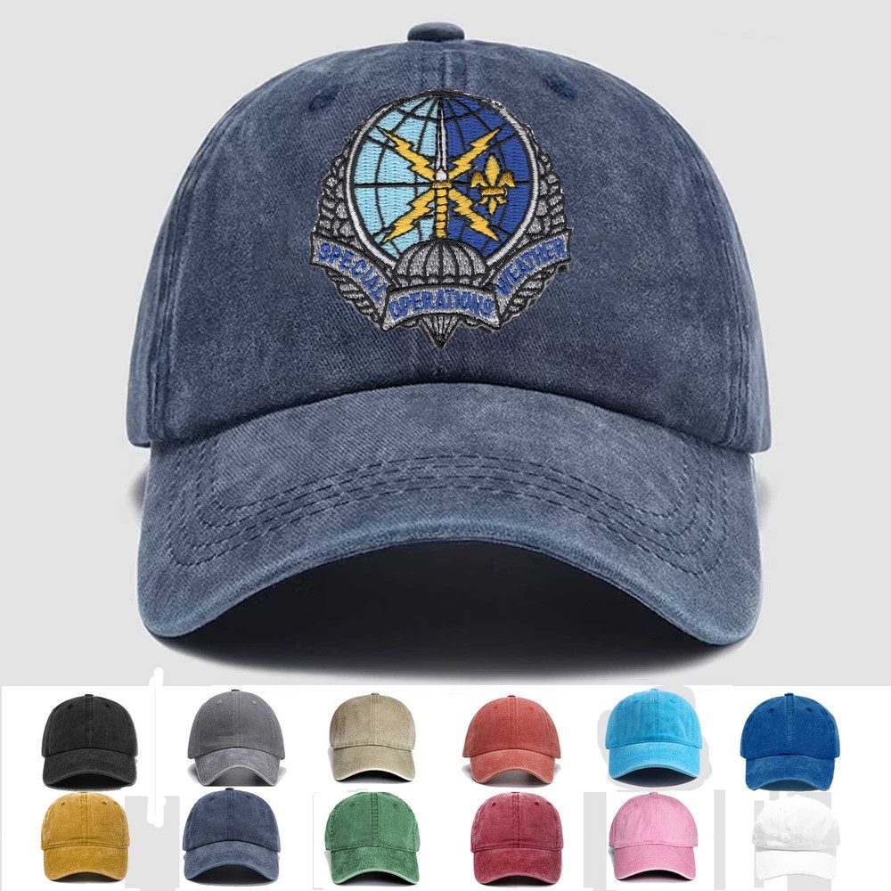 Custom Embroidered Hat Spec Ops Weather Crest, Veteran Cap, Trucker Hat, Gift
