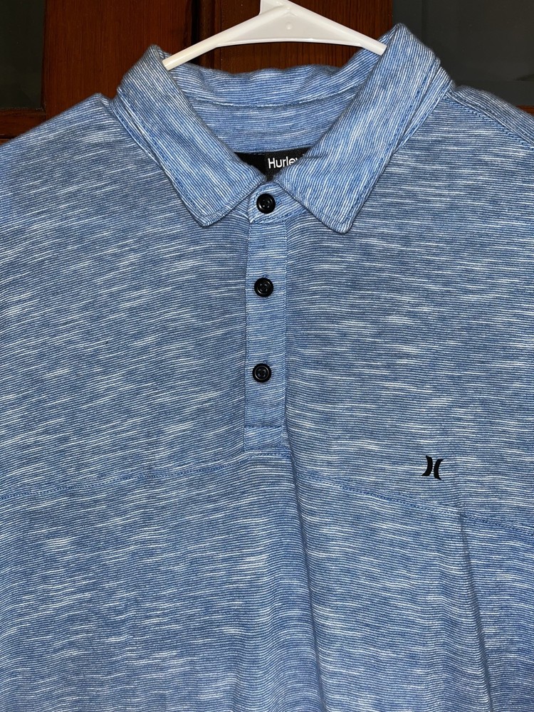 Hurley Polo Shirt Mens XL Blue Short Sleeve Casual Rugby Lightweight The Buckle