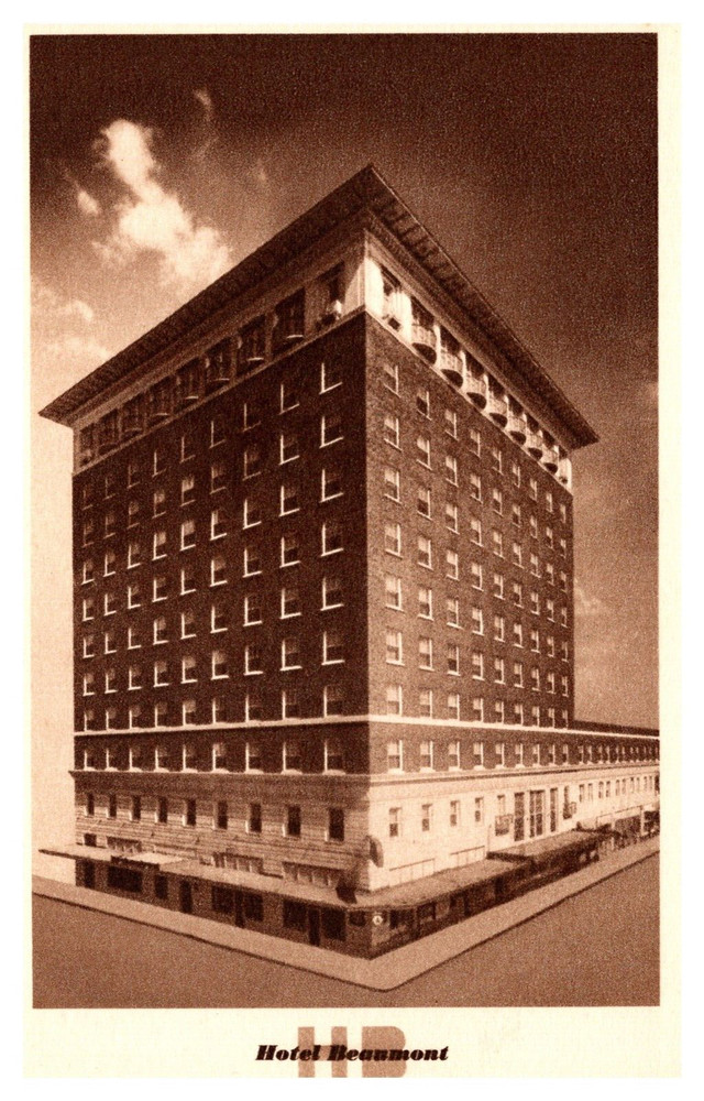 Beaumont TX Texas Hotel Beaumont Street View Linen Postcard
