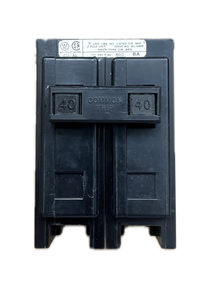 Westinghouse (Eaton) BAB2040 2 pole 40 amp bolt on 120/240v Circuit Breaker~used