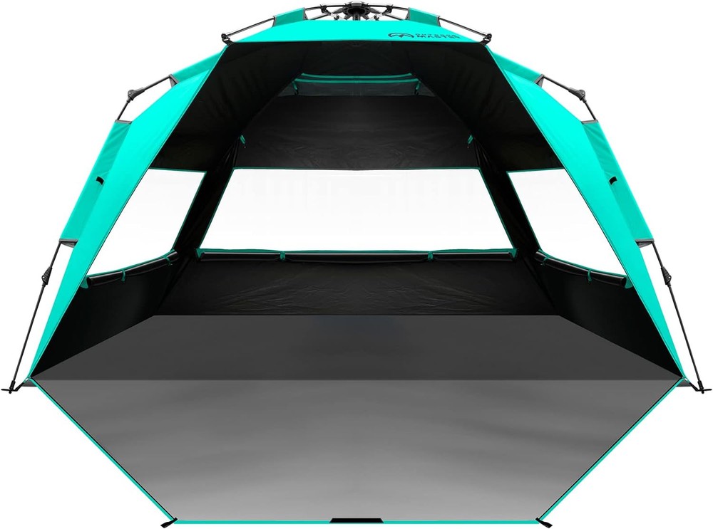 OutdoorMaster Beach Tent with Blackout Shelter and Portable Green Design
