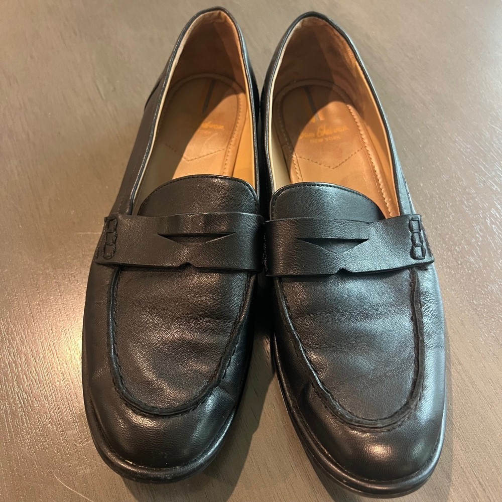 Sam Edelman New York Womens Black Leather Penny Loafer Shoes Preppy Retro Size 8