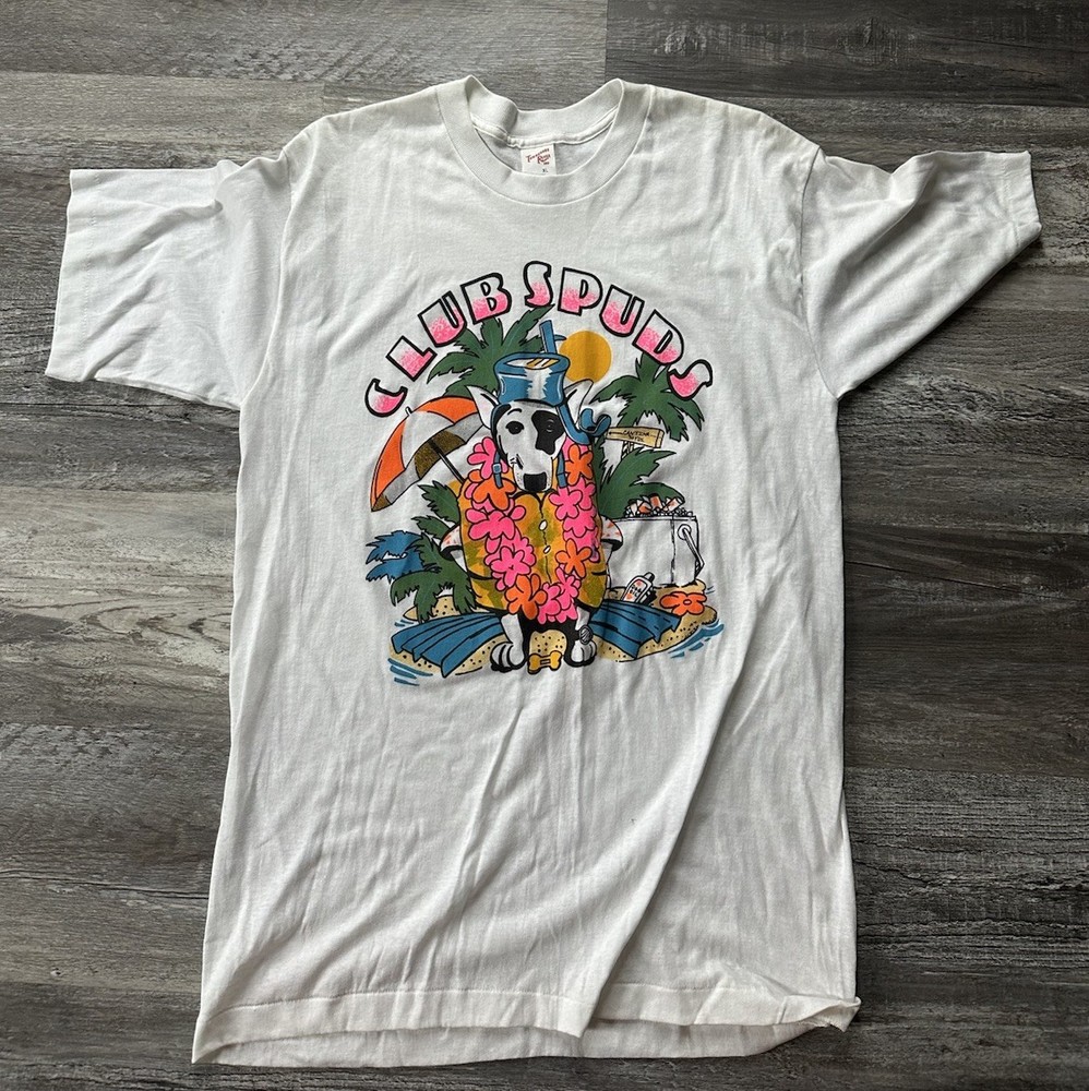 VTG Spuds Mackenzie 80s Bud Light Club Spuds Single Stitch GRAPHIC T Shirt Sz XL