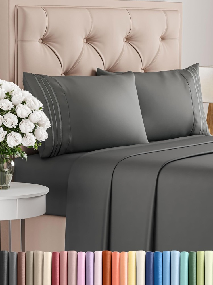 Queen Size 4-Piece Cooling Bed Sheet Set - Soft Breathable Comfy Sheets