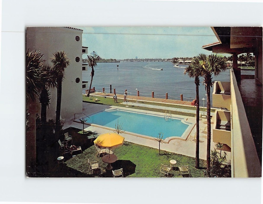 Postcard Pool & Ocean View The Bay Shore Fort Lauderdale Florida USA