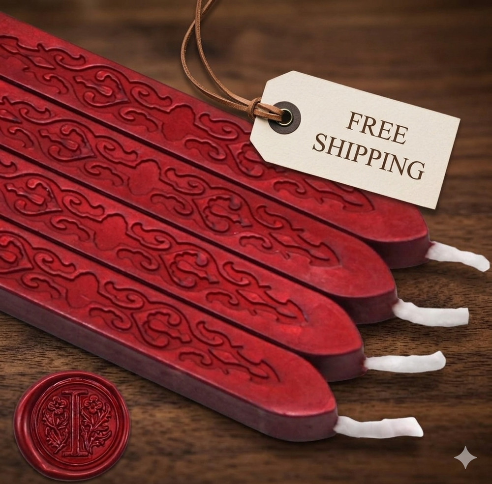 TELOSMA 6PCS Blood Red Sealing Wax Sticks with Wick, Suitable for Envelope, Invi