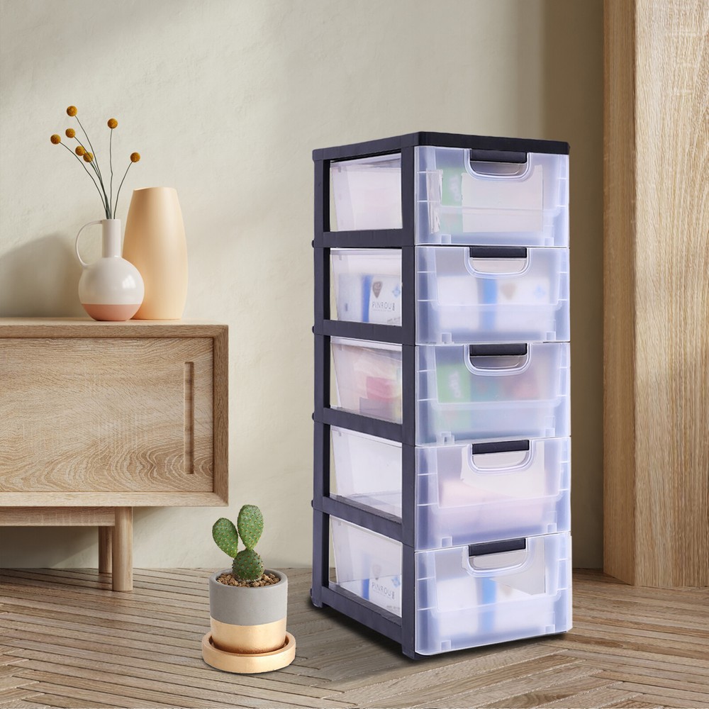 PP Plastic Storage Cabinet 5 Drawers Stackable Clothes Storage Box Organizer HOT