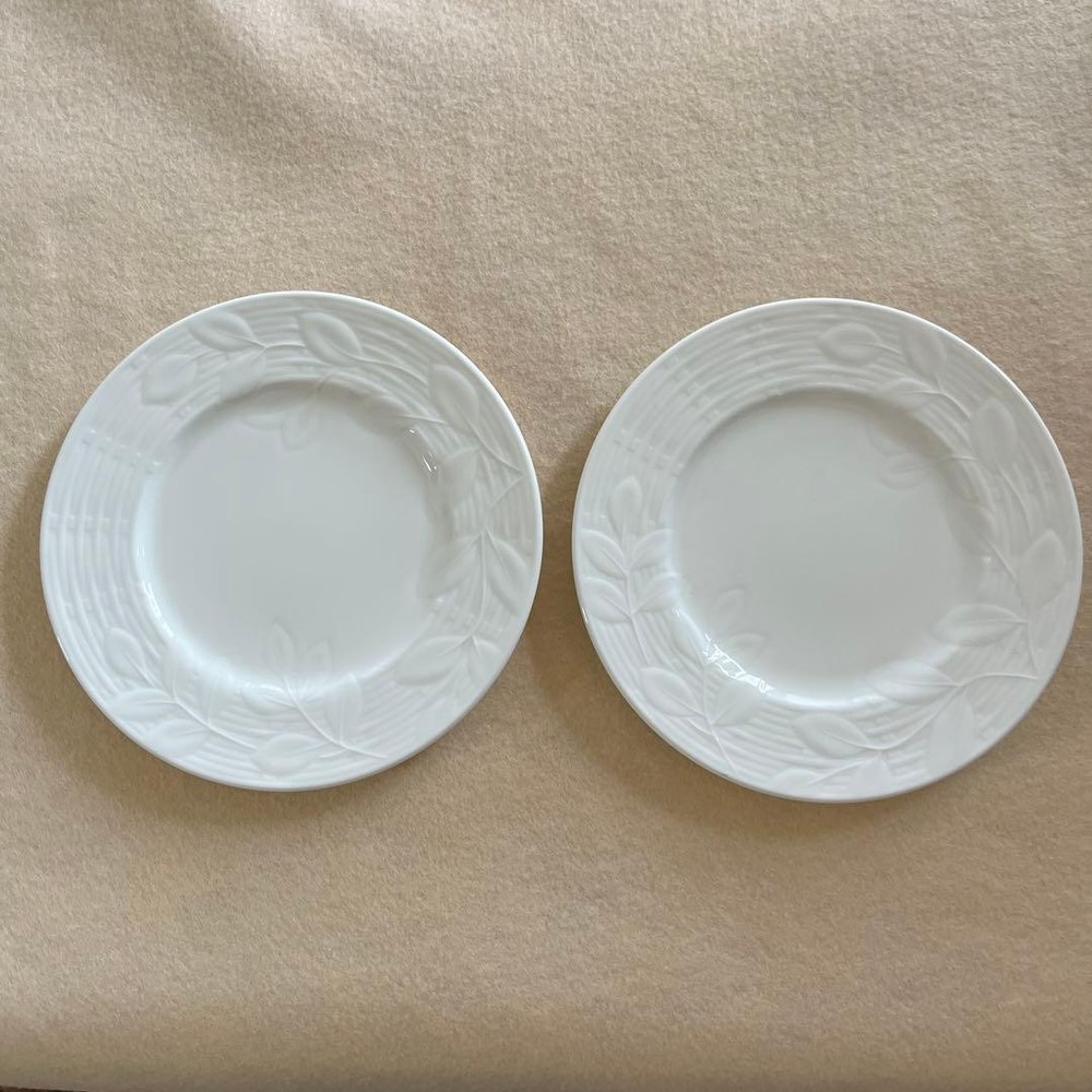 Tiffany & Co. White Ceramic Plate Set 2, 18.5cm, Used