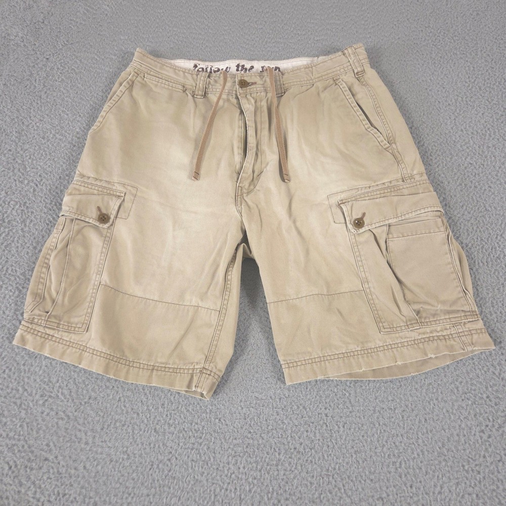 VINTAGE American Eagle Shorts Mens 34 Khaki Cargo Relaxed Fit Cotton Utility Y2K