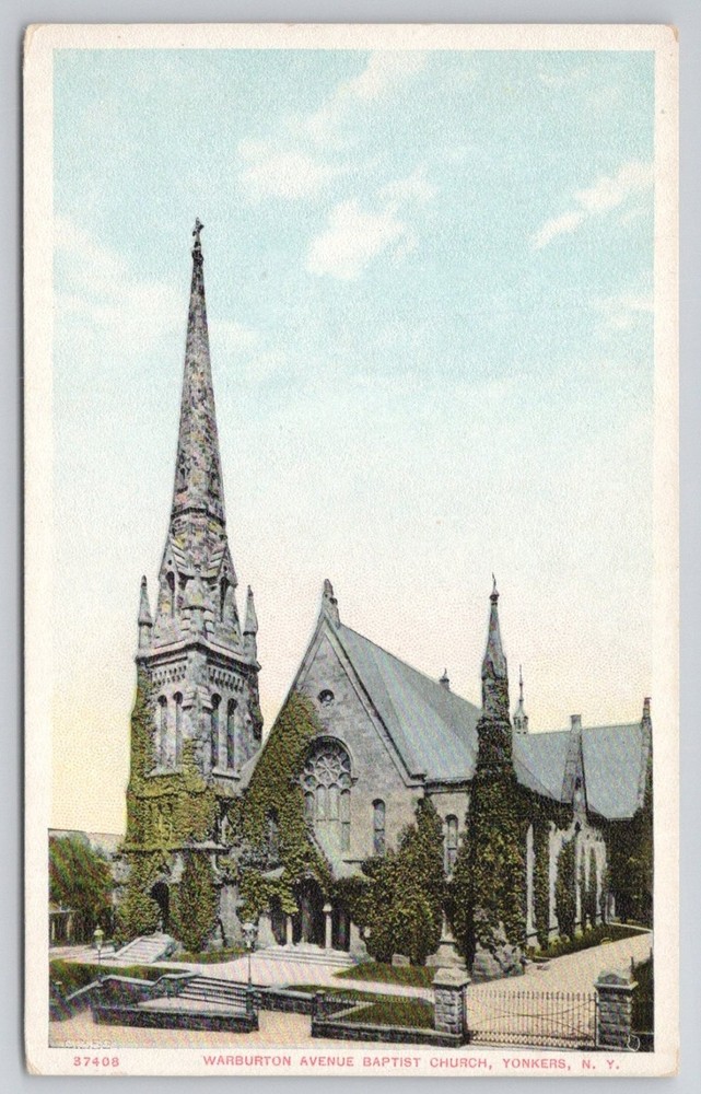 Warburton Ave Baptist Church Yonkers NY Vintage Postcard