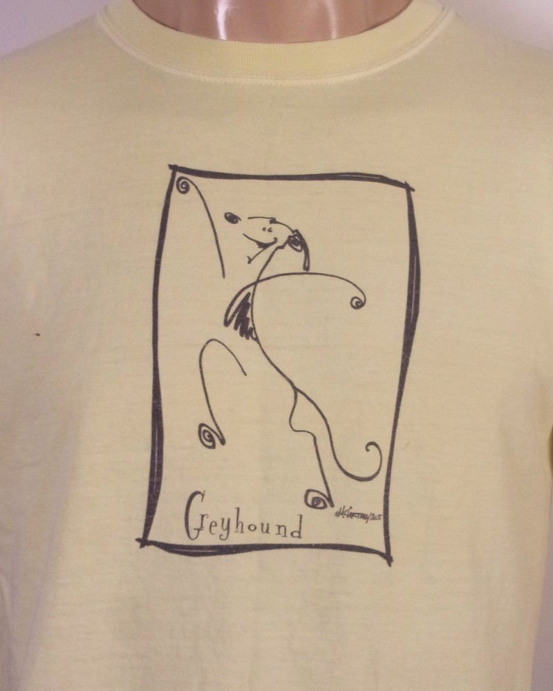 vintage 00s Y2K Greyhound Dog Abstract Art T-Shirt Pet Animal McCartney M
