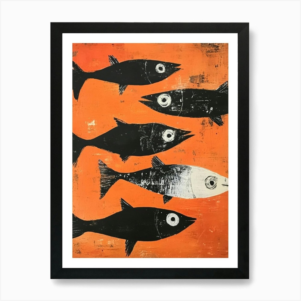Four Fishes Art Print Framed Wall Art Poster Canvas Print Picture