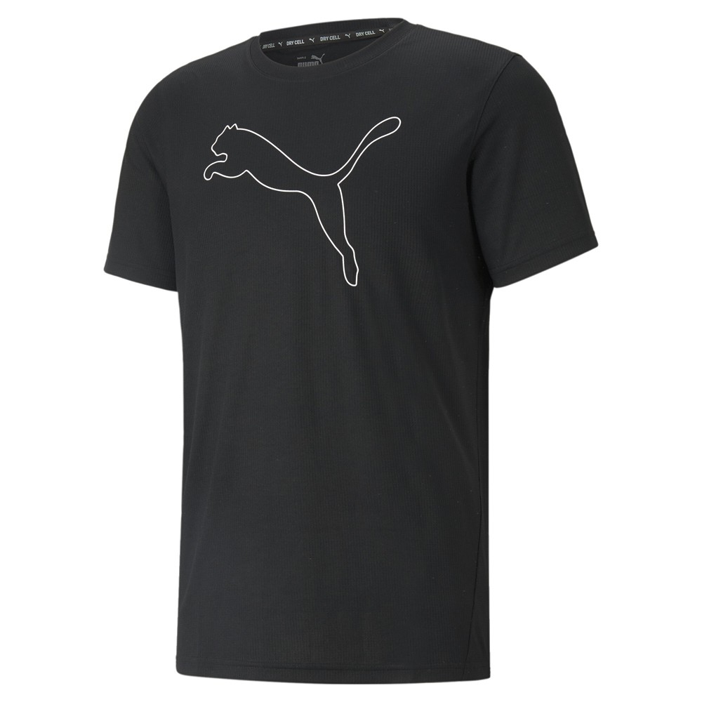 PUMA Performance Cat Logo Crew Neck Short Sleeve T-Shirt Mens Black Casual Tops