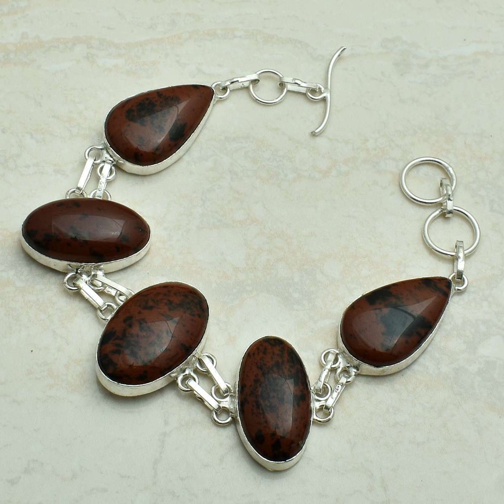 Mahogany Obsidian Gemstone Ethnic Handmade Bracelet Jewelry 34 Gms AB 52161