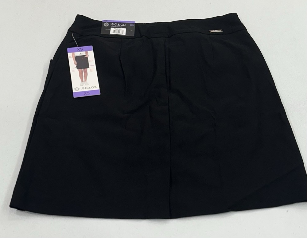 S.C. & CO. Women's Easy Pull On Front Vent Skort, Black, Size XS