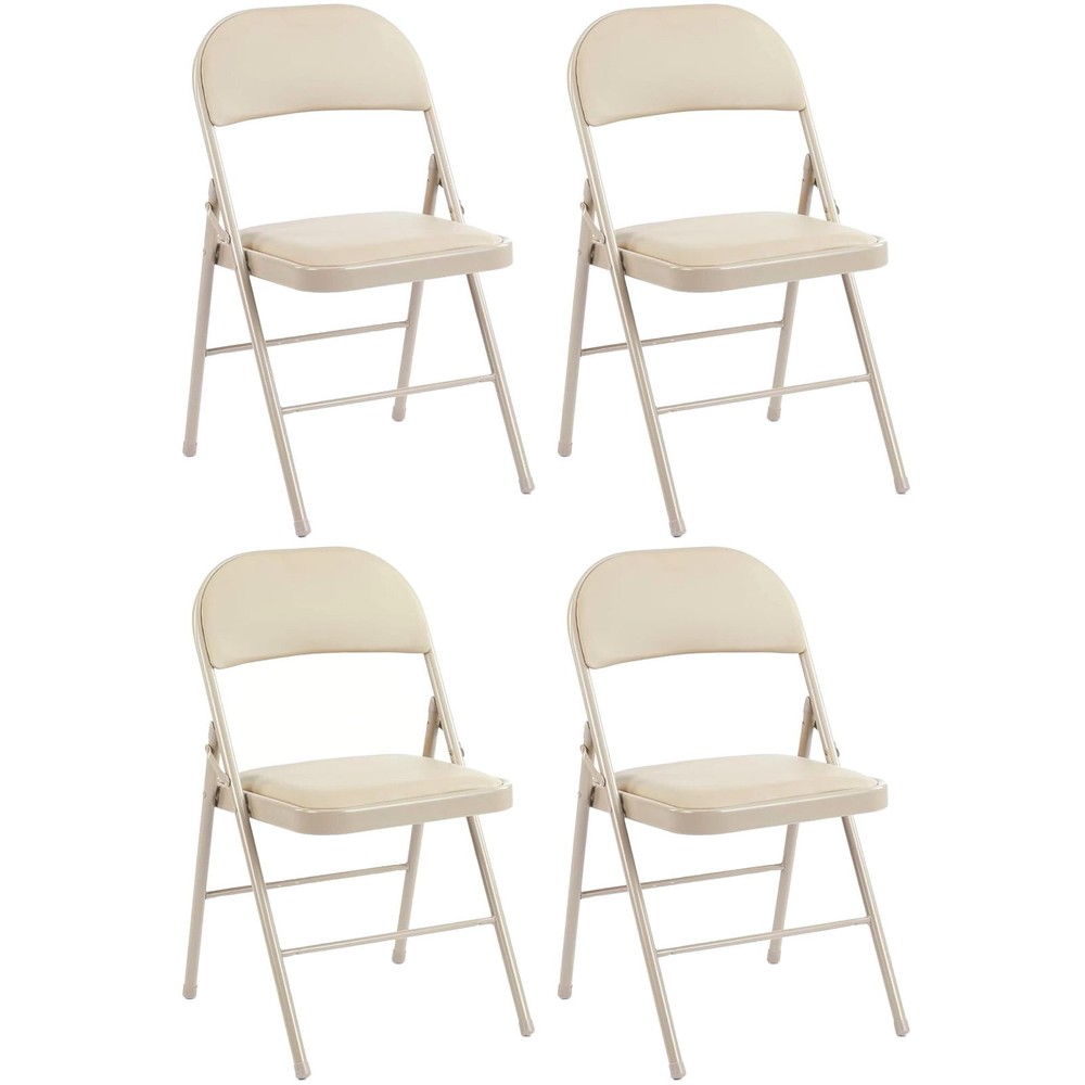 2/4 Pack PU Leather Padded Metal Folding Chair Sturdy & Space-Saving
