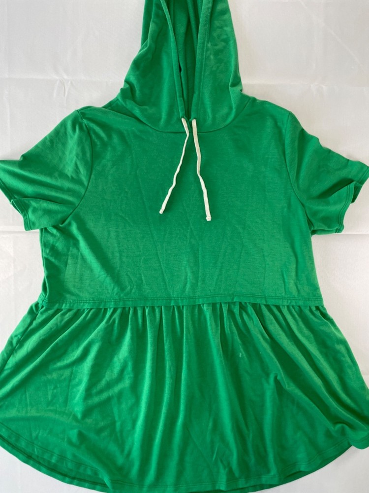BE Stage Women’s Green Hooded Casual Shirt Dress - Plus Size 2XL