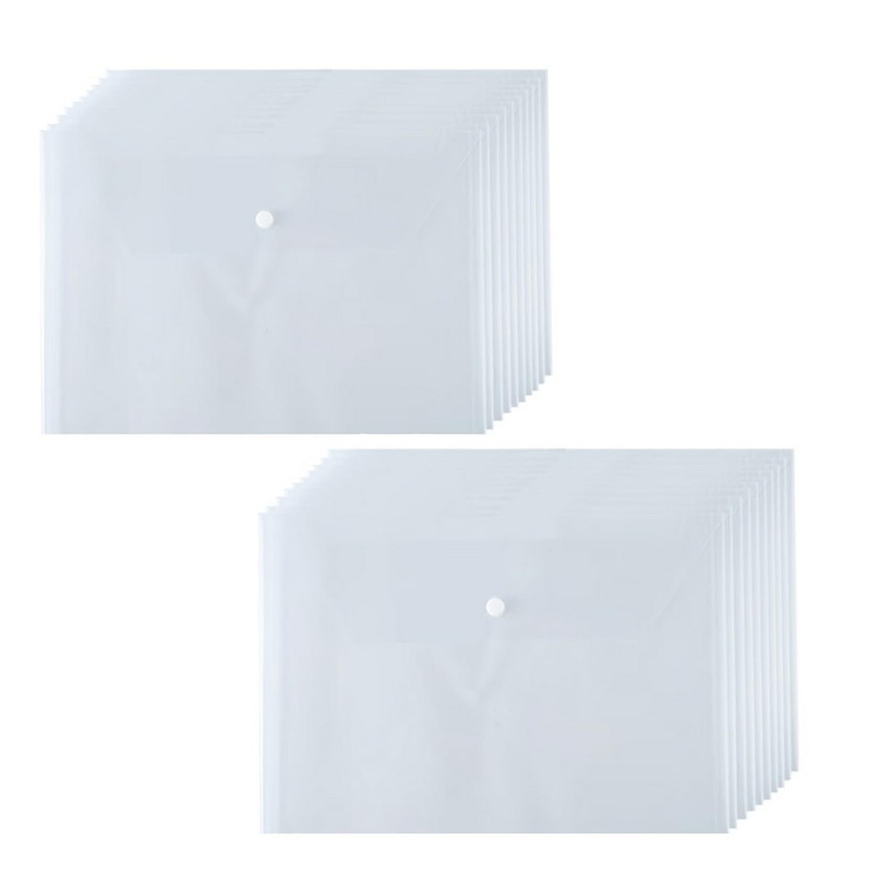 20 PCS Plastic Envelopes File Folders Clear Poly Snap Closure A4 Letter Size