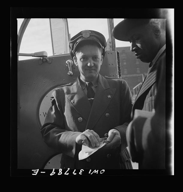 Chicago Illinois Greyhound Bus Terminal Bus Driver Collecting Tickets 1943