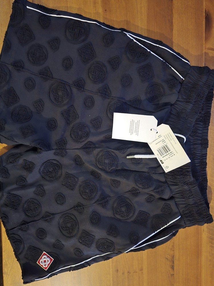 Men's Casa Blanca Paris Towelling Monogram Short, S, nWT, Black