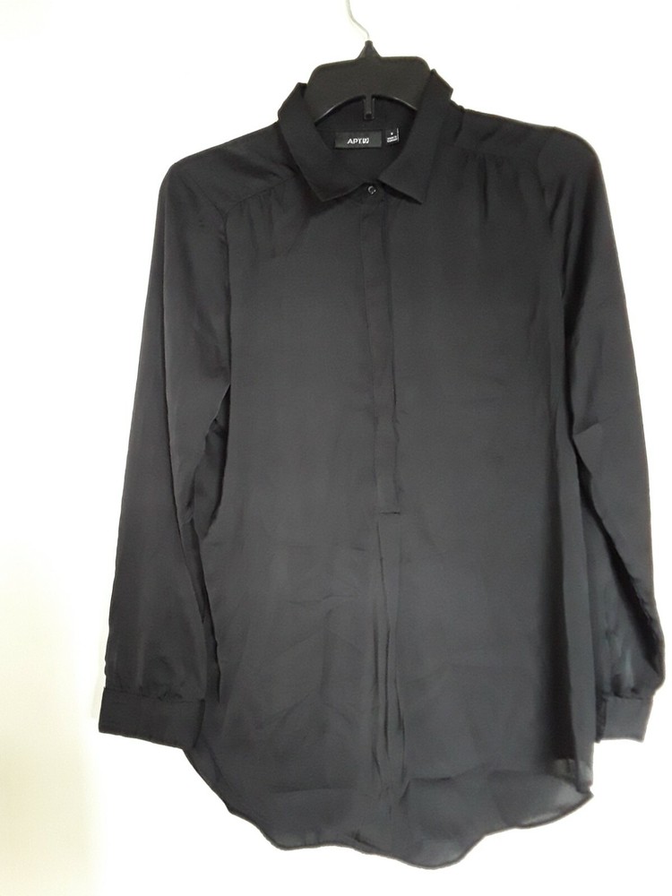 Apt 9 Women's Tunic Top Long Sleeve Black High Low Boho Sz S