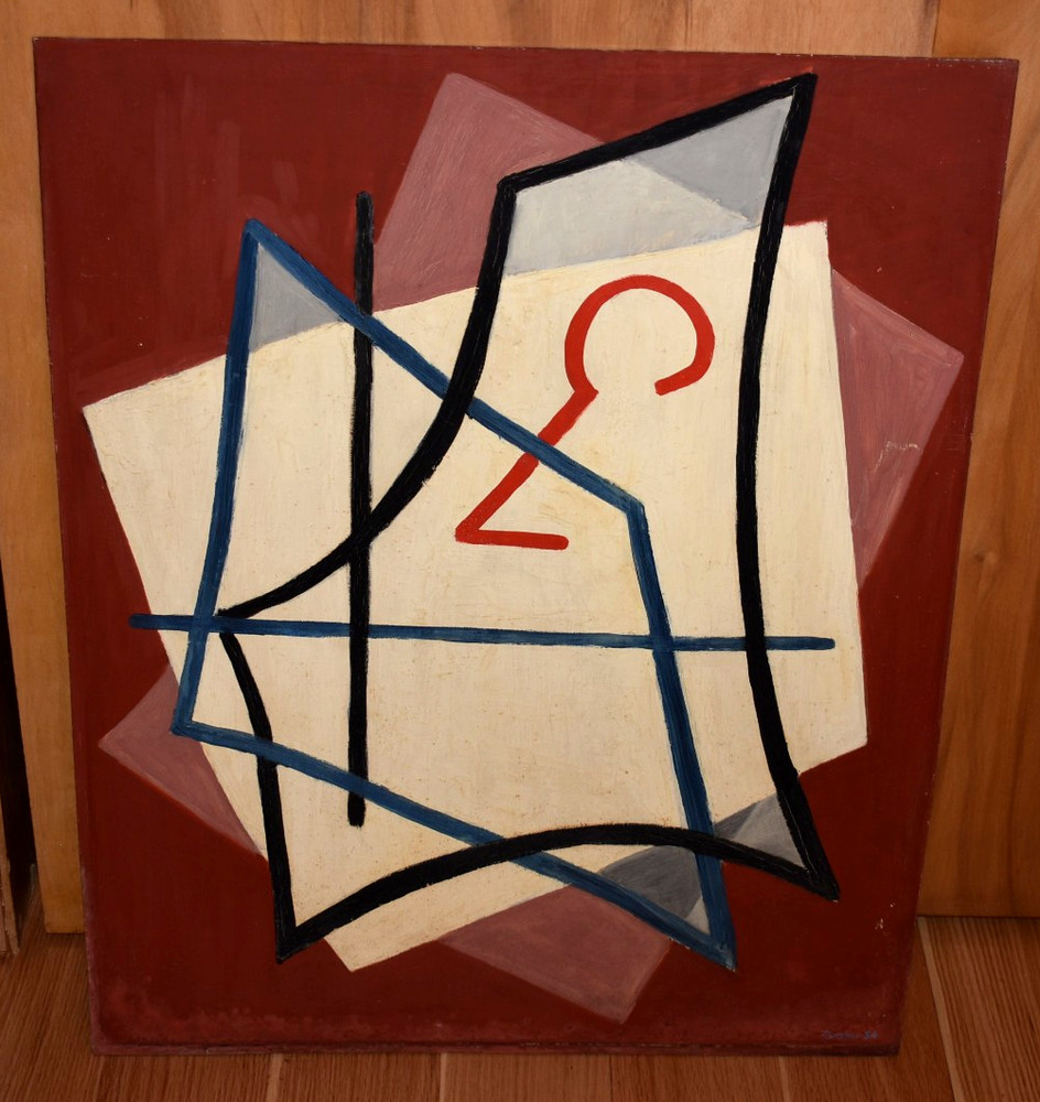 1954 Boston Mid Century Surrealist Abstract Painting Ed Cooper Expressionist