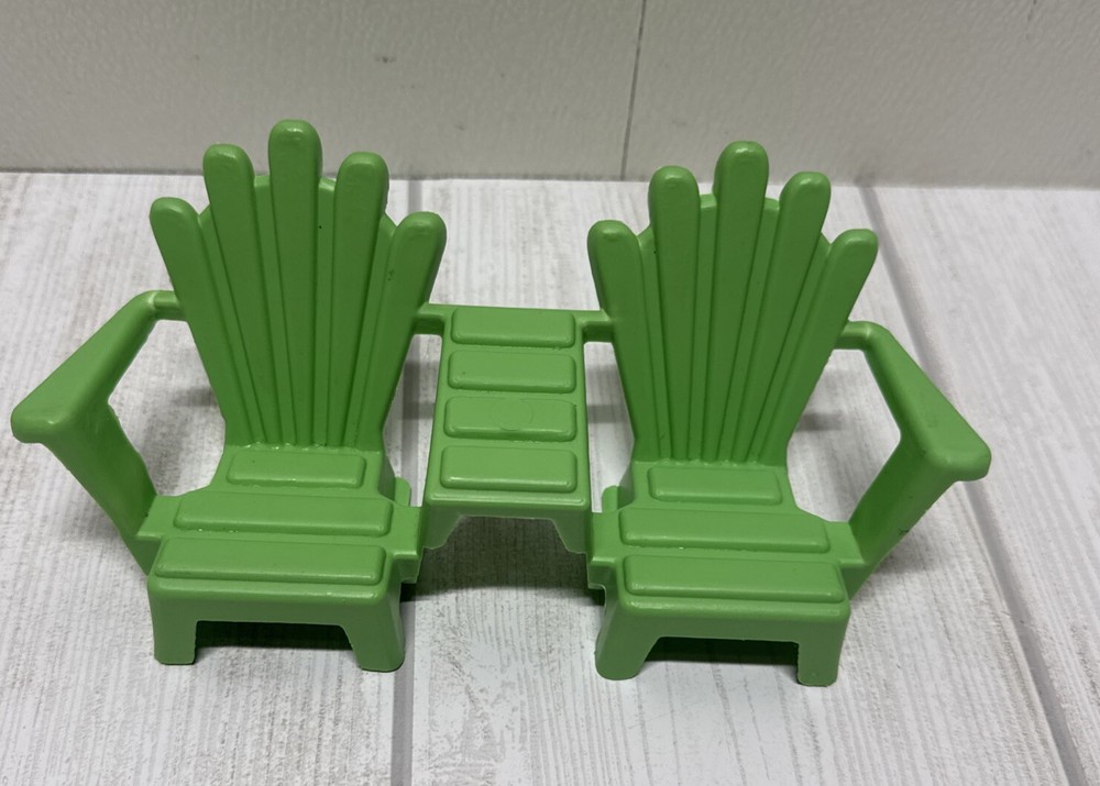 American Plastic Toys 2 Green Adirondack Chair Barbie Doll Size