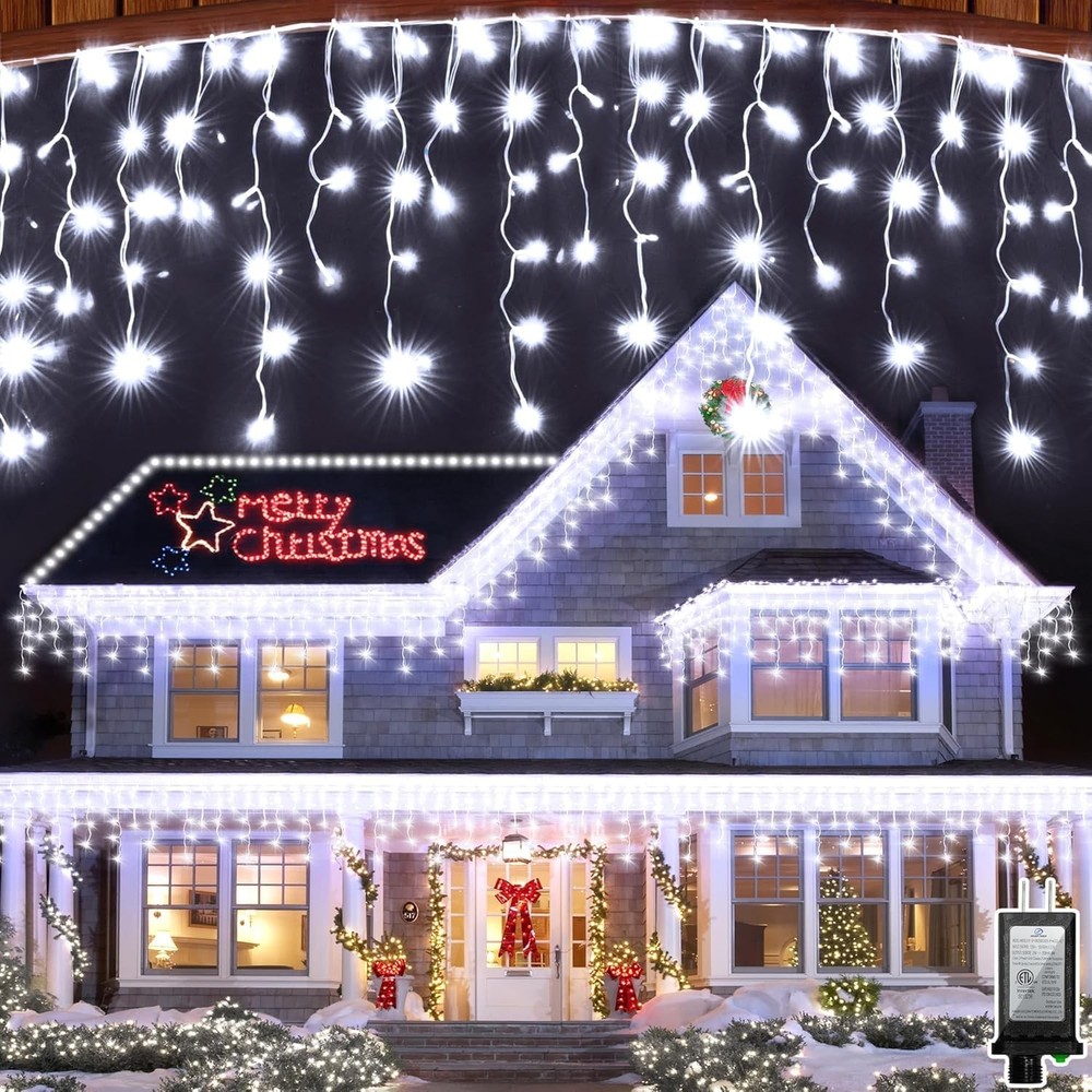 164FT 1620 LED Outdoor Christmas Lights - 360 Ice Drops, 12 Pro Modes with Ti...