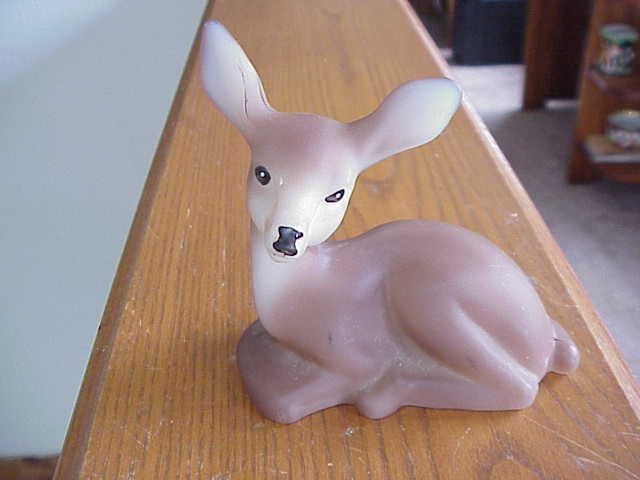 Fenton Satin Glass Deer Natural Animal Collection Hand Painted Signed Vicki D