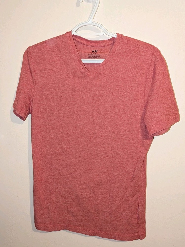 H&M Men's V Neck Short Sleeve  Slim  Fit  T-Shirt Size S
