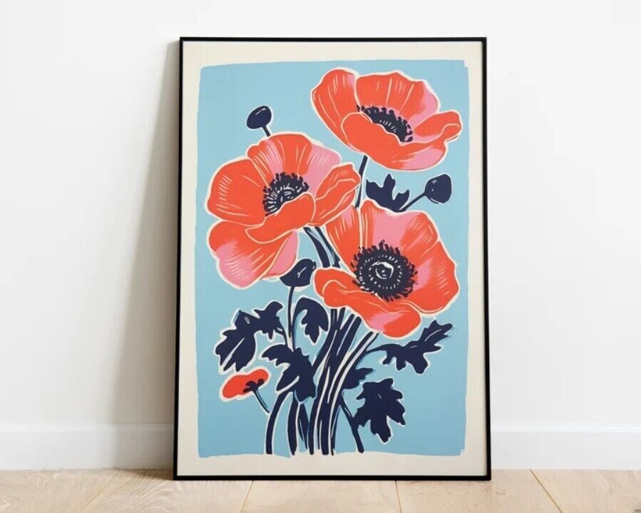 Poppy Wall Art Poppy Print Download Red Poppy Poster