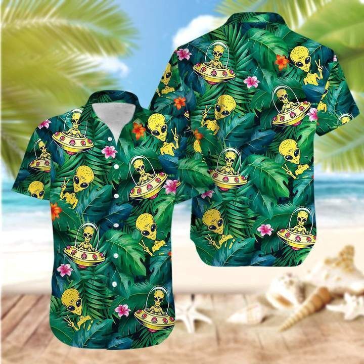 Alien Ufo Hippie 3D HAWAII SHIRT HALLOWEEN GIFT CHRISTMAS GIFT BEST PRICE